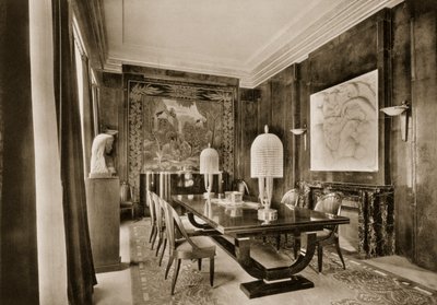 Eetkamer, ontworpen door Jacques-Emile Ruhlmann, uit Ensembles Mobiliers II, 1925 door French Photographer